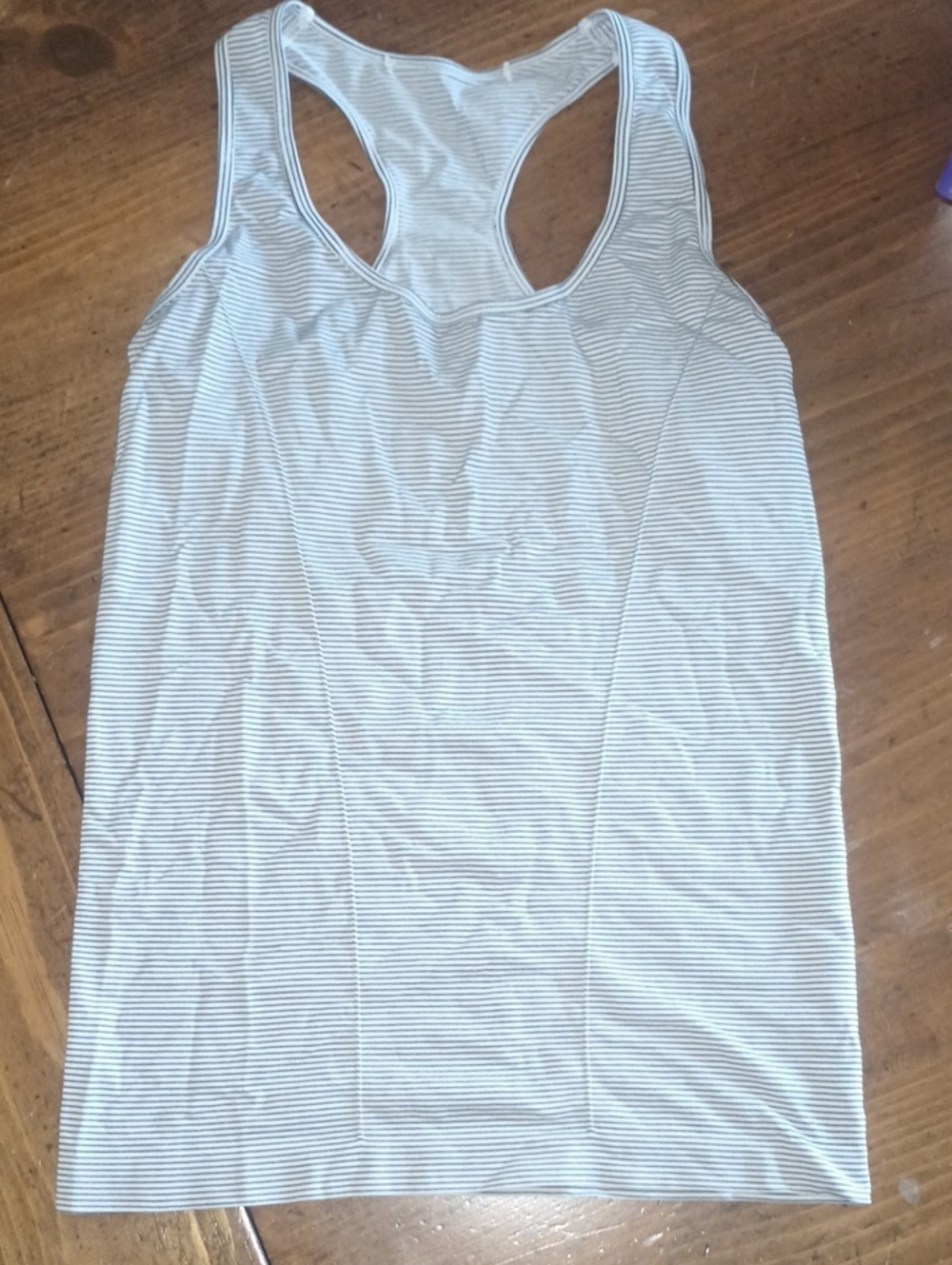 Striped Racerback Tank Top in Light Blue and White